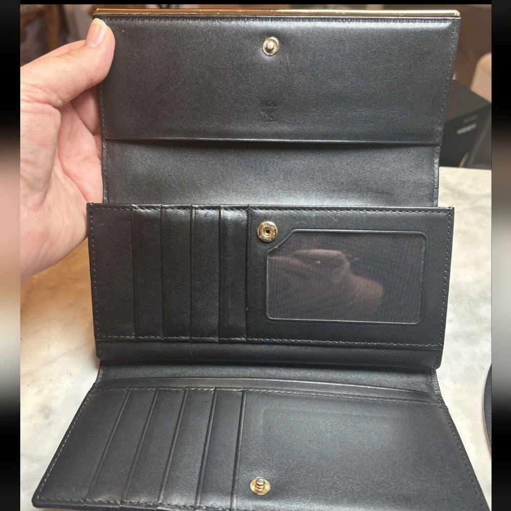 MCM Black Textured Wallet with Gold Accent - Picture 2 of 6